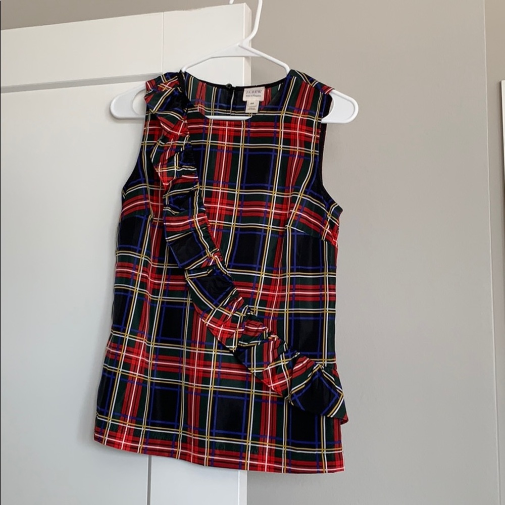 Jcrew plaid ruffle top, size 00